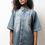 TSHEPO, LADIES DENIM DRESS, MID-BLUE