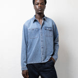 TSHEPO, LONG SLEEVE DENIM SHIRT, RUST WASH