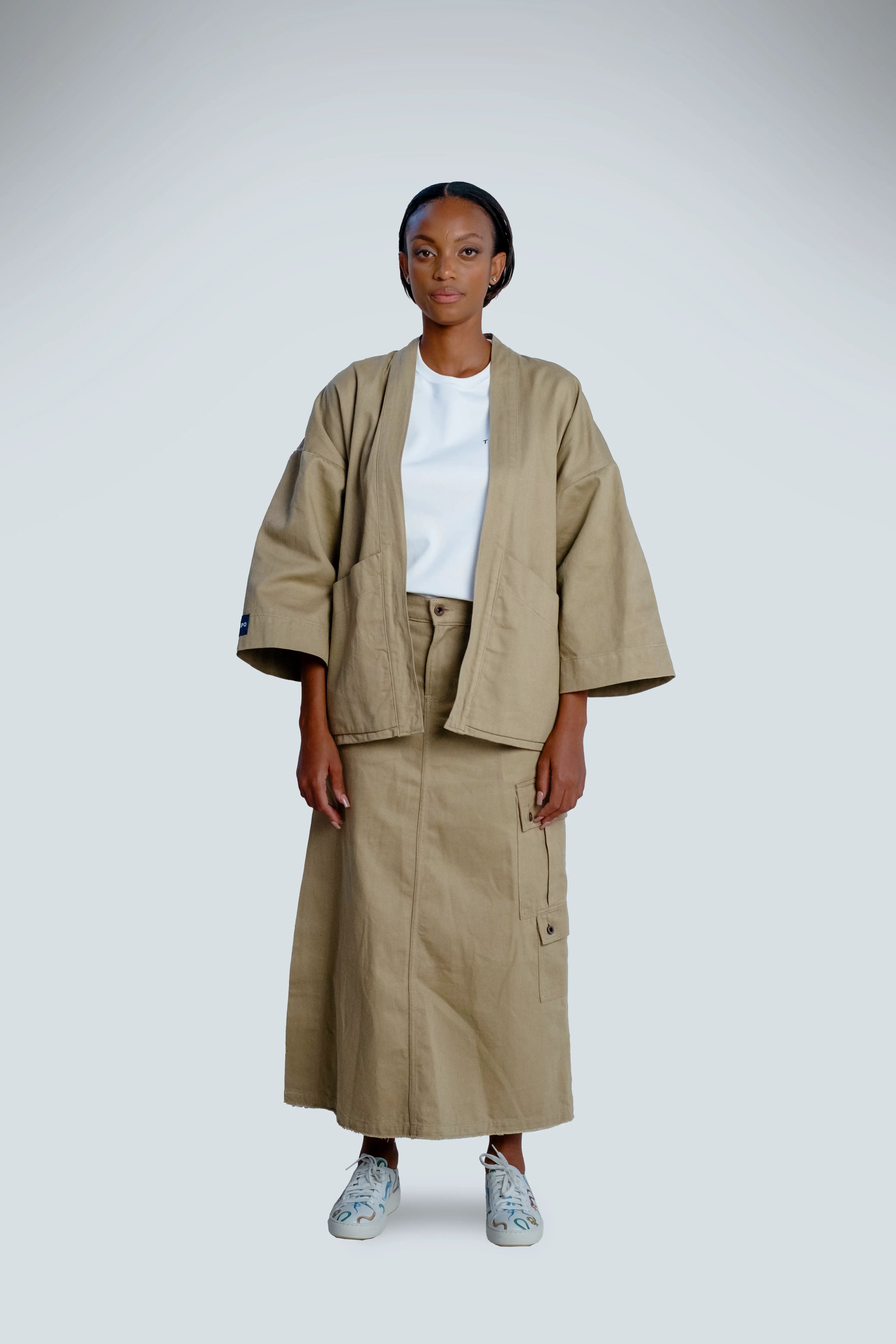 TSHEPO MAXI SKIRT, KHAKI 1 | TSHEPO